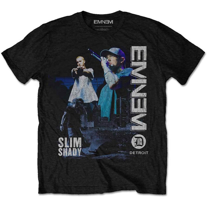 EMINEM تي شيرت إيمينيم للرجال بتصميم سليم فيت من ديترويت مقاس إكس لارج أسود - Image 1